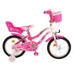 Volare Lovely rower dziecięcy - dziewczyny - 16 cali - różowy biały - Dwa hamulce ręczne