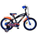 Rower dziecięcy Hot Wheels - Chłopcy - 16 cali - Czarno-pomarańczowo-niebieski - Dwa hamulce ręczne
