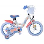 Disney Stitch Kinderfiets - Meisjes - 14 inch - Crème Koraal Blauw - Twee handremmen