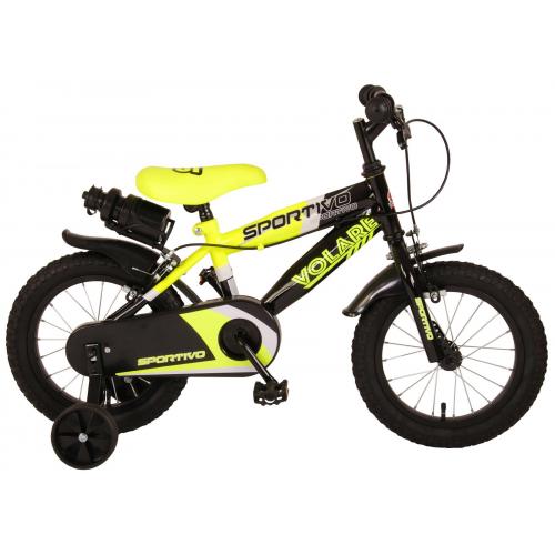 Volare Sportivo Rower dziecięcy - Chłopcy - 14 cali - Neon żółty Czarny - Dwa hamulce ręczne - 95% zmontowany