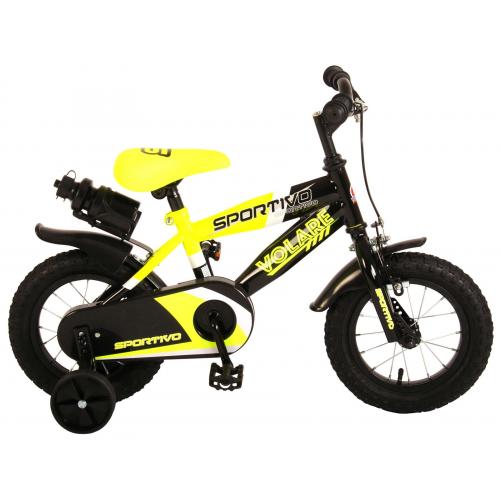 Volare Sportivo Rower dziecięcy - Chłopcy - 12 cali - Neon żółty Czarny - 95% zmontowany
