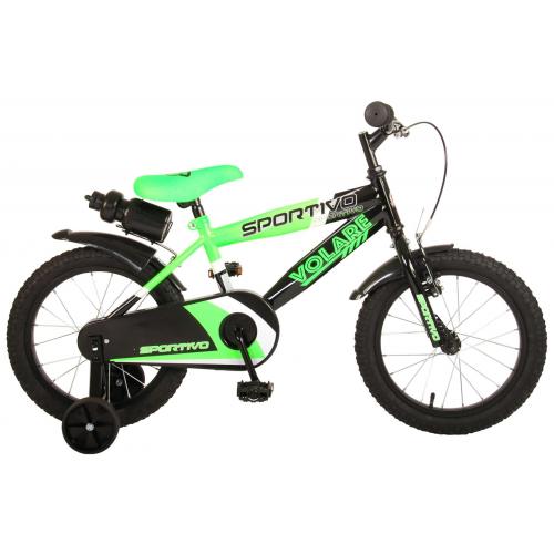 Volare Sportivo Rower dziecięcy - Chłopcy - 16 cali - Neon Zielony Czarny - 95% zmontowany