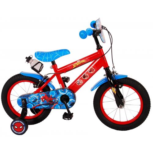 Spider-Man Kidsbike - Chłopcy - 14 cali - Czerwony Niebieski - Dwa hamulce ręczne
