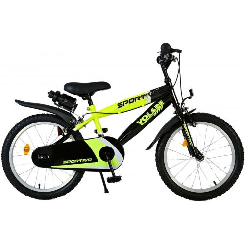 Rower dziecięcy Volare Sportivo - Chłopcy - 18 cali - Neon Żółty Czarny - Hamulce dwuręczne