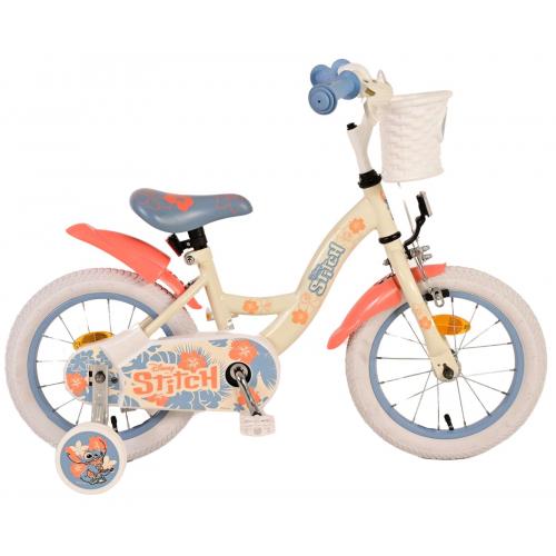Rower dziecięcy Disney Stitch - Dziewczynki - 14 cali - Kremowy koralowy niebieski [CLONE]