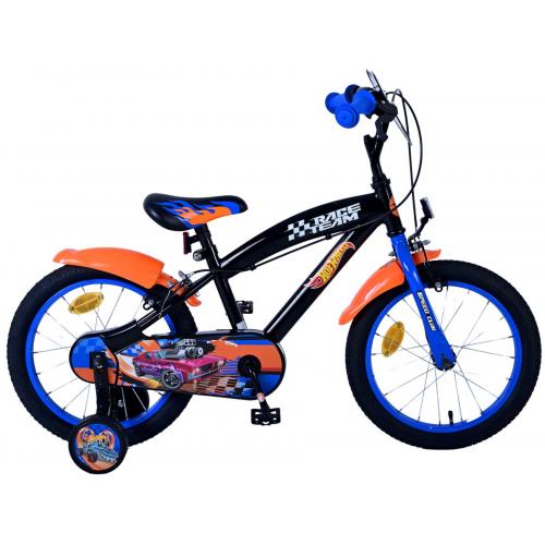 Rower dziecięcy Hot Wheels - Chłopcy - 16 cali - Czarno-pomarańczowo-niebieski - Dwa hamulce ręczne