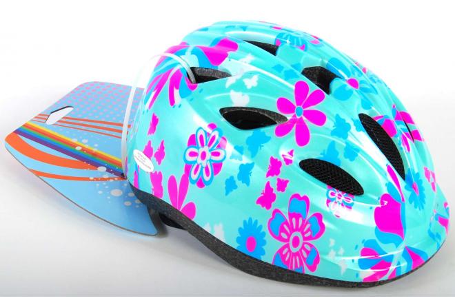 Dziecięcy kask rowerowy Volare zielone różowe kwiaty XS 47-51 cm ekstra mały model