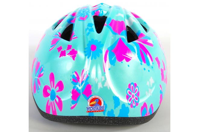 Dziecięcy kask rowerowy Volare zielone różowe kwiaty XS 47-51 cm ekstra mały model