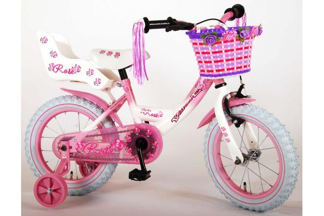 Rower dziecięcy Volare Rose - Dziewczęce - 14 cali - Różowa biel - 95% zmontowane