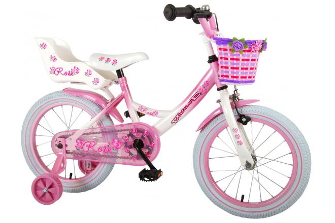 Rower dziecięcy Volare Rose - Dziewczęce - 16 cali - Różowa biel - 95% zmontowane