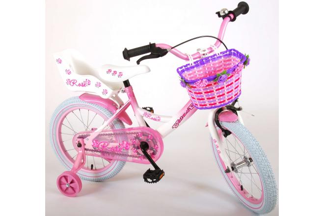 Rower dziecięcy Volare Rose - Dziewczęce - 16 cali - Różowa biel - 95% zmontowane