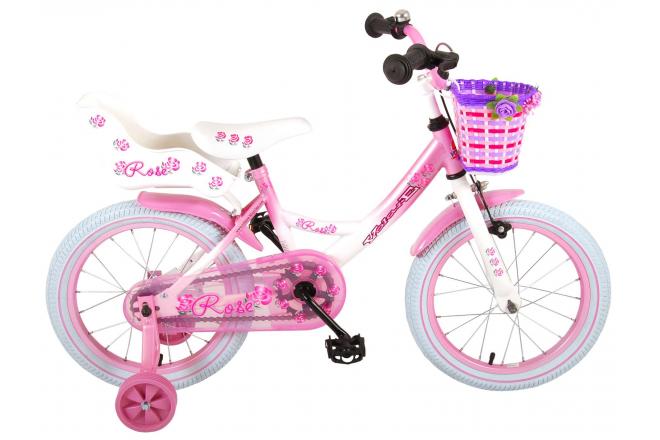 Volare Rose Kinderfiets - Meisjes - 16 inch - Roze Wit - 95% afgemonteerd