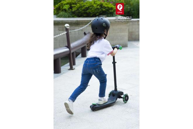 QPlay Future Hulajnogi - Dzieci - Czarny i zielony - Oświetlenie ledowe