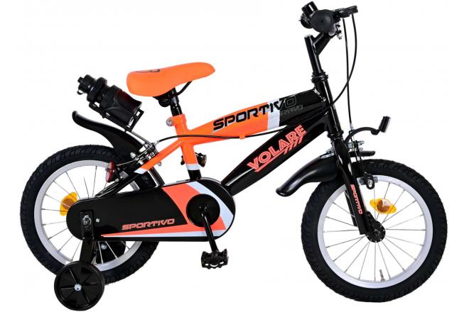 Volare Sportivo Rower dziecięcy - Chłopcy - 14 cali - Neon Pomarańcza Czarny - Dwa hamulce ręczne