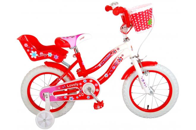 Volare Lovely rower dziecięcy - dziewczyny - 14 cali - czerwony - 95% zmontowany