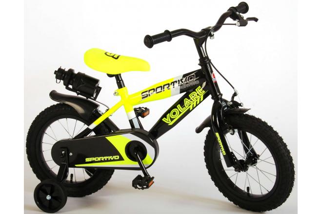 Volare Sportivo Rower dziecięcy - Chłopcy - 14 cali - Neon żółty Czarny - 95% zmontowany