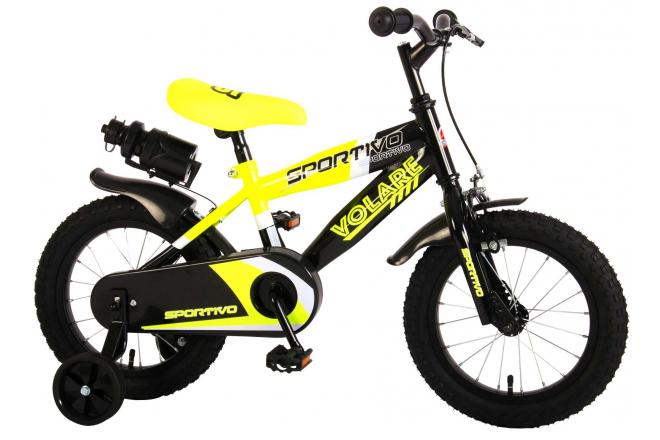 Volare Sportivo Rower dziecięcy - Chłopcy - 14 cali - Neon żółty Czarny - 95% zmontowany