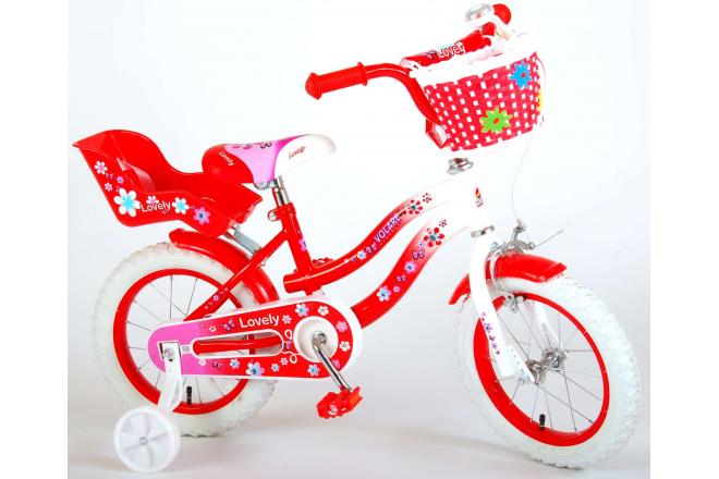Volare Lovely rower dziecięcy - dziewczyny - 14 cali - czerwony - 95% zmontowany