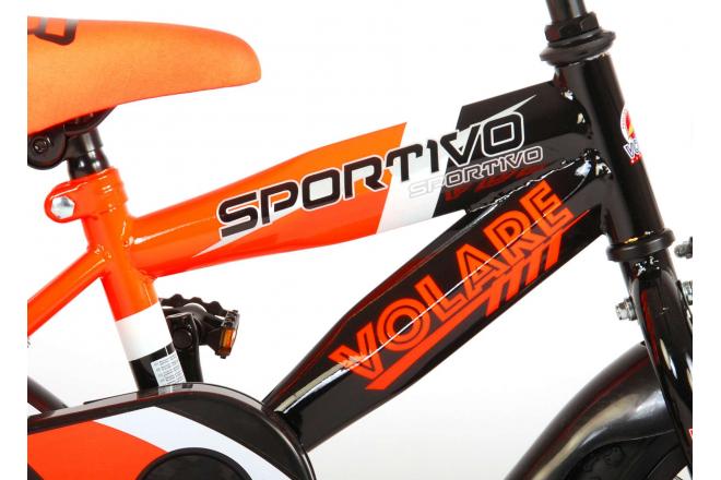 Volare Sportivo Rower dziecięcy - Chłopcy - 12 cali - Neonowa Pomarańcza Czarny - 95% zmontowany