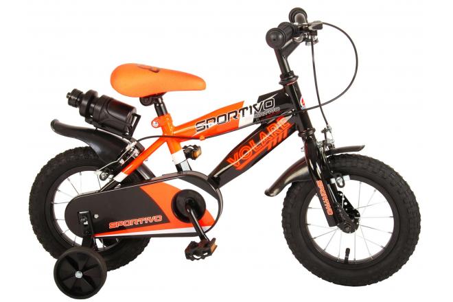 Volare Sportivo Rower dziecięcy - Chłopcy - 12 cali - Neon Pomarańcza Czarny - Dwa hamulce ręczne - 95% zmontowany