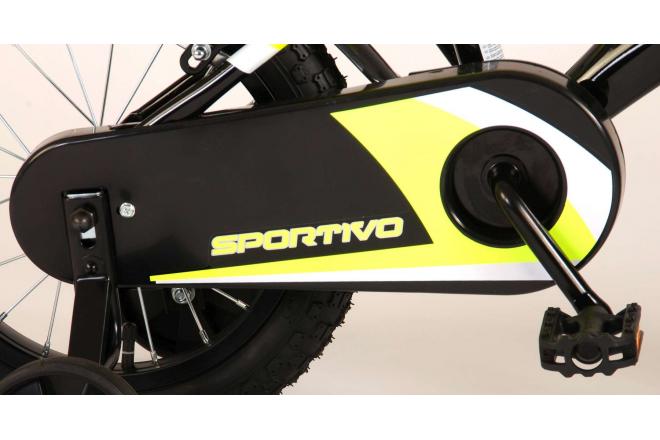 Volare Sportivo Rower dziecięcy - Chłopcy - 14 cali - Neon żółty Czarny - Dwa hamulce ręczne - 95% zmontowany