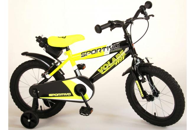 Volare Sportivo Rower dziecięcy - Chłopcy - 16 cali - Neon żółty Czarny - Dwa hamulce ręczne - 95% zmontowany