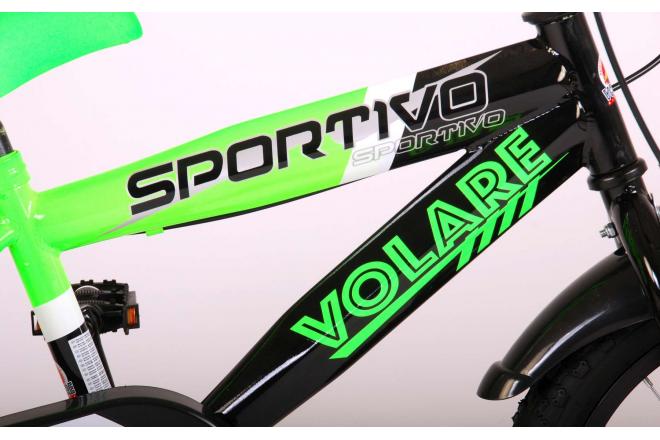 Volare Sportivo Rower dziecięcy - Chłopcy - 16 cali - Neon Zielony Czarny - Dwa hamulce ręczne - 95% zmontowany