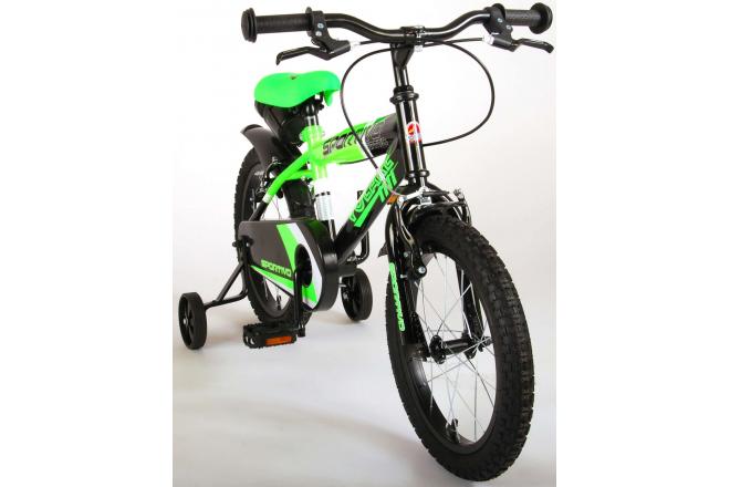Volare Sportivo Rower dziecięcy - Chłopcy - 16 cali - Neon Zielony Czarny - Dwa hamulce ręczne - 95% zmontowany
