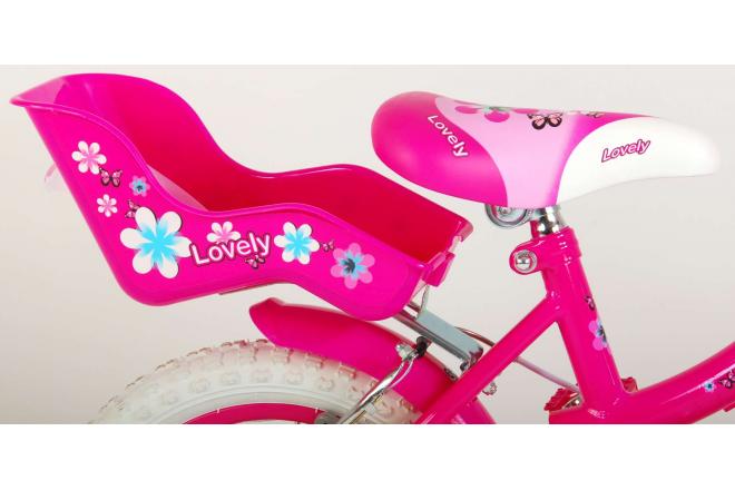Volare Lovely rower dziecięcy - dziewczyny - 14 cali - różowy biały - Dwa hamulce ręczne - 95% zmontowany