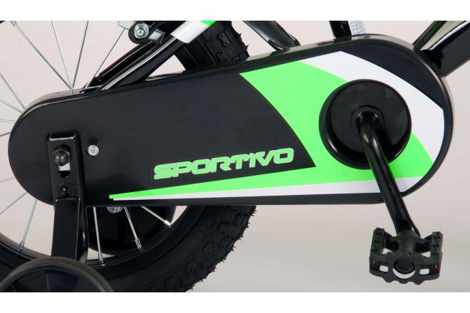 Volare Sportivo Rower dziecięcy - Chłopcy - 14 cali - Neon Zielony Czarny - Dwa hamulce ręczne - 95% zmontowany