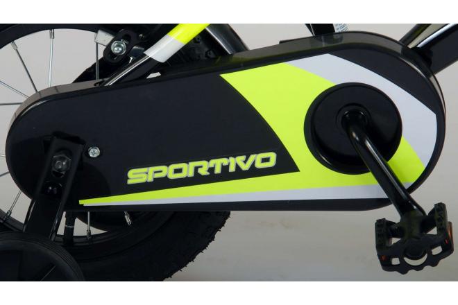 Volare Sportivo Rower dziecięcy - Chłopcy - 12 cali - Neon żółty Czarny - Dwa hamulce ręczne - 95% zmontowany