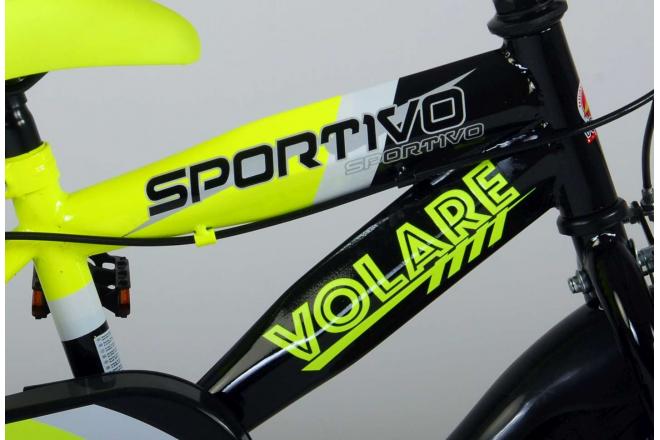 Volare Sportivo Rower dziecięcy - Chłopcy - 12 cali - Neon żółty Czarny - Dwa hamulce ręczne - 95% zmontowany