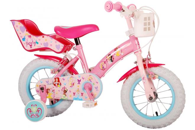 Disney Princess Rower dziecięcy - Dziewczynki - 12 cali - Różowy - Fotelik dla lalek - Dwa hamulce ręczne