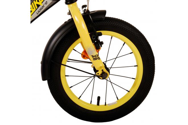 Volare Thombike Rower dziecięcy - chłopięcy - 14 cali - czarno-żółty - hamulce dwuręczne