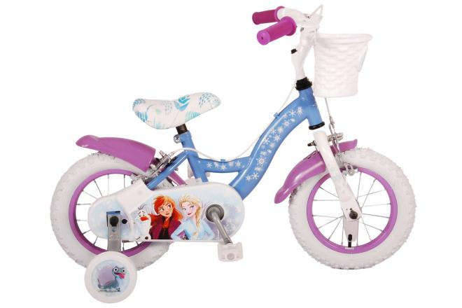 Rower dziecięcy Disney Frozen 2 - Dziewczynki - 12 cali - Niebieski/fioletowy - Dwa hamulce ręczne
