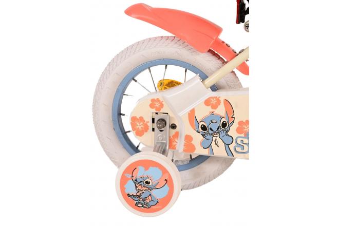 Rower dziecięcy Disney Stitch - Dziewczynki - 12 cali - Kremowy koralowy niebieski