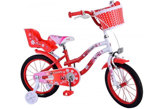Rower dziecięcy Volare Lovely - Dziewczynki - 16 cali - Czerwony Biały