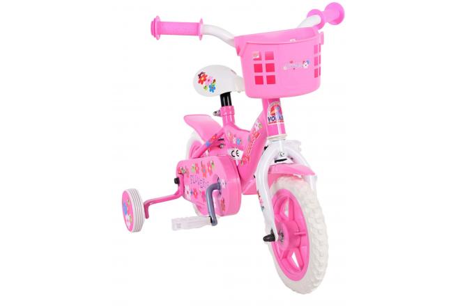 Volare Flowerie Kinderfiets - Meisjes - 10 inch - Roze/Wit