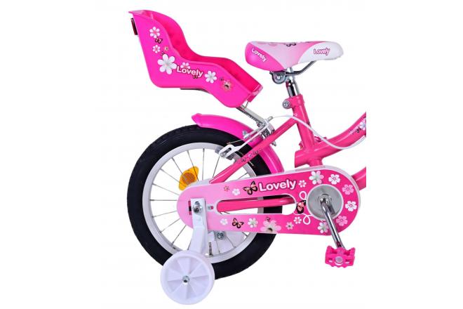 Rower dziecięcy Volare Lovely - Dziewczynki - 14 cali - Różowy Biały - Hamulce dwuręczne