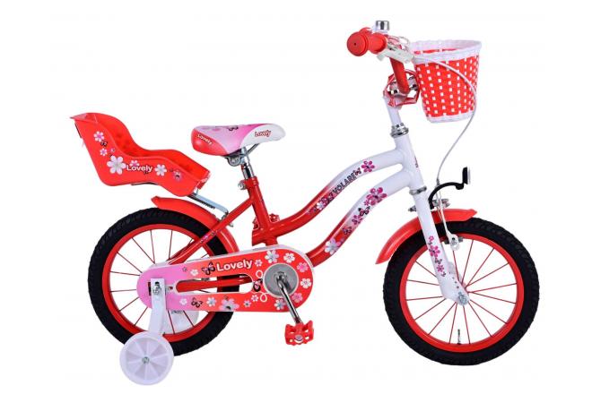Rower dziecięcy Volare Lovely - Dziewczynki - 14 cali - Czerwony Biały