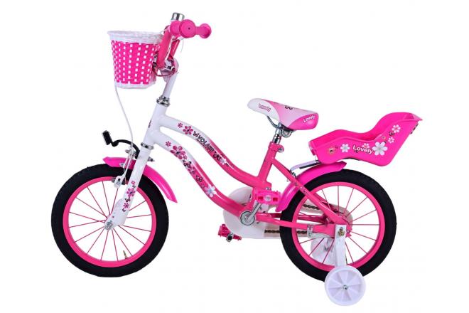Rower dziecięcy Volare Lovely - Dziewczynki - 14 cali - Różowy Biały