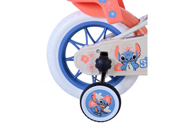 Rower dziecięcy Disney Stitch - Dziewczynki - 12 cali - Kremowy - Koralowy - Niebieski