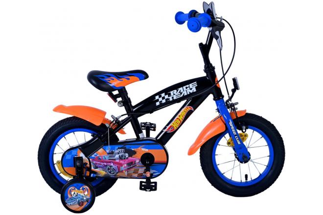 Rower dziecięcy Hot Wheels - Chłopcy - 12 cali - Czarno-pomarańczowo-niebieski - Dwa hamulce ręczne