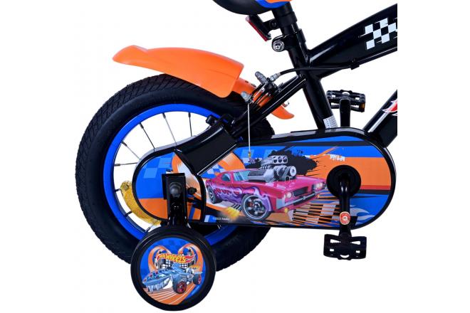 Rower dziecięcy Hot Wheels - Chłopcy - 12 cali - Czarno-pomarańczowo-niebieski - Dwa hamulce ręczne