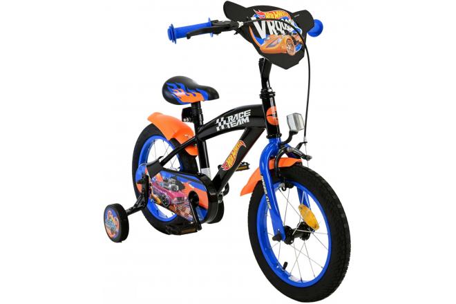 Rower dziecięcy Hot Wheels - chłopcy - 14 cali - czarny pomarańczowy niebieski