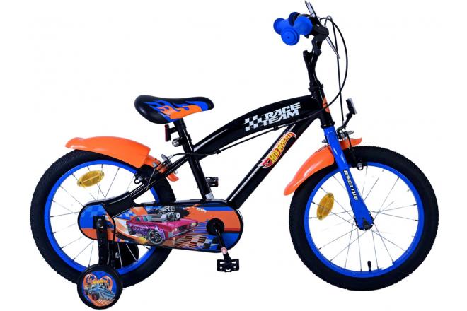 Rower dziecięcy Hot Wheels - Chłopcy - 16 cali - Czarno-pomarańczowo-niebieski - Dwa hamulce ręczne