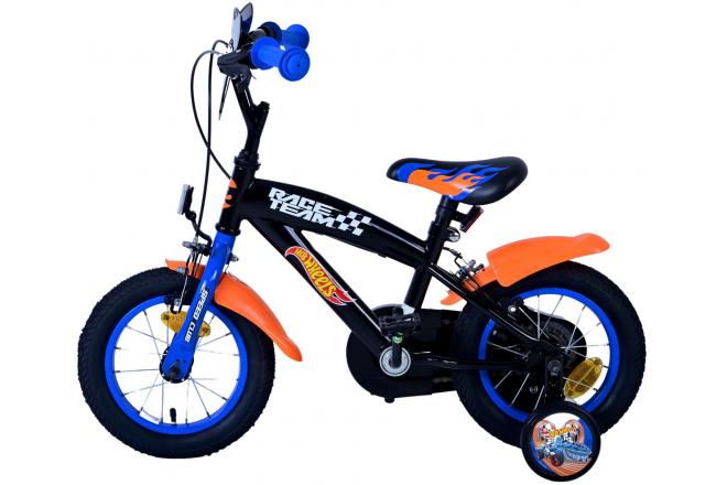 Rower dziecięcy Hot Wheels - Chłopcy - 12 cali - Czarno-pomarańczowo-niebieski - Dwa hamulce ręczne