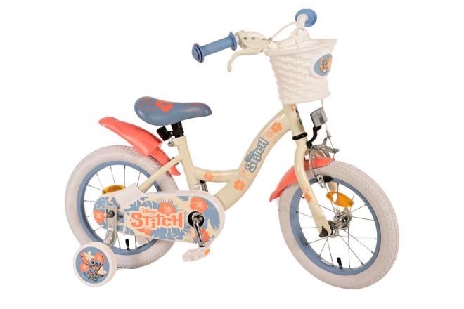 Rower dziecięcy Disney Stitch - Dziewczynki - 14 cali - Kremowy koralowy niebieski [CLONE]