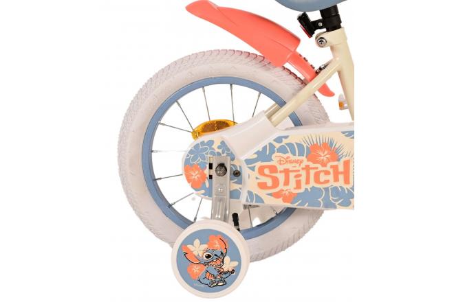 Rower dziecięcy Disney Stitch - Dziewczynki - 14 cali - Kremowy koralowy niebieski [CLONE]