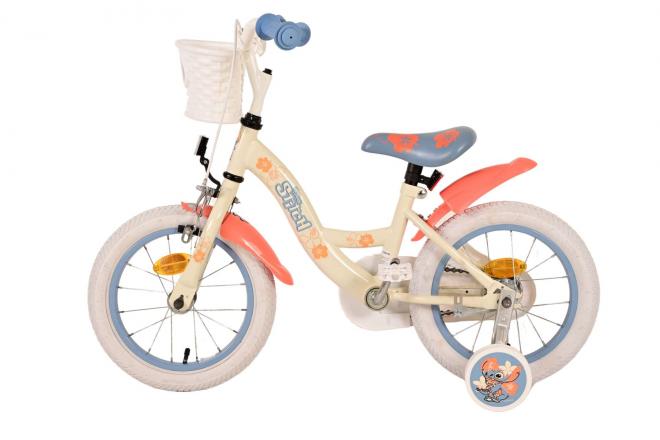 Rower dziecięcy Disney Stitch - Dziewczynki - 14 cali - Kremowy koralowy niebieski [CLONE]
